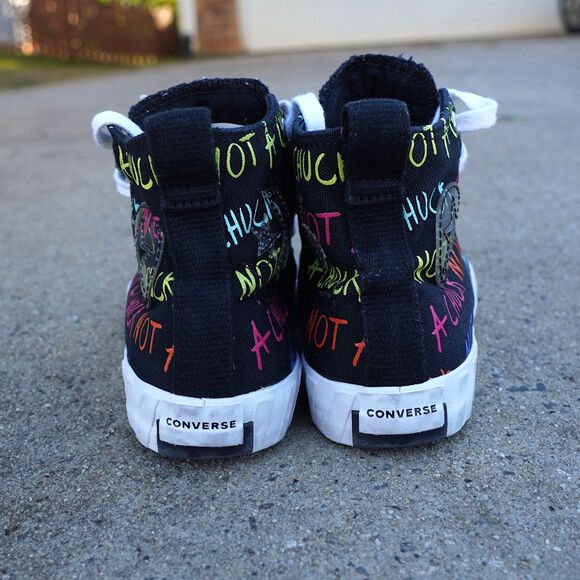 Converse “Not A Chuck” Graffiti High Top Sneakers Black Multi Youth Size 1 - Picture 6 of 11